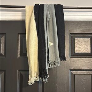 DONNI. Black, Gray, and Cream Scarf